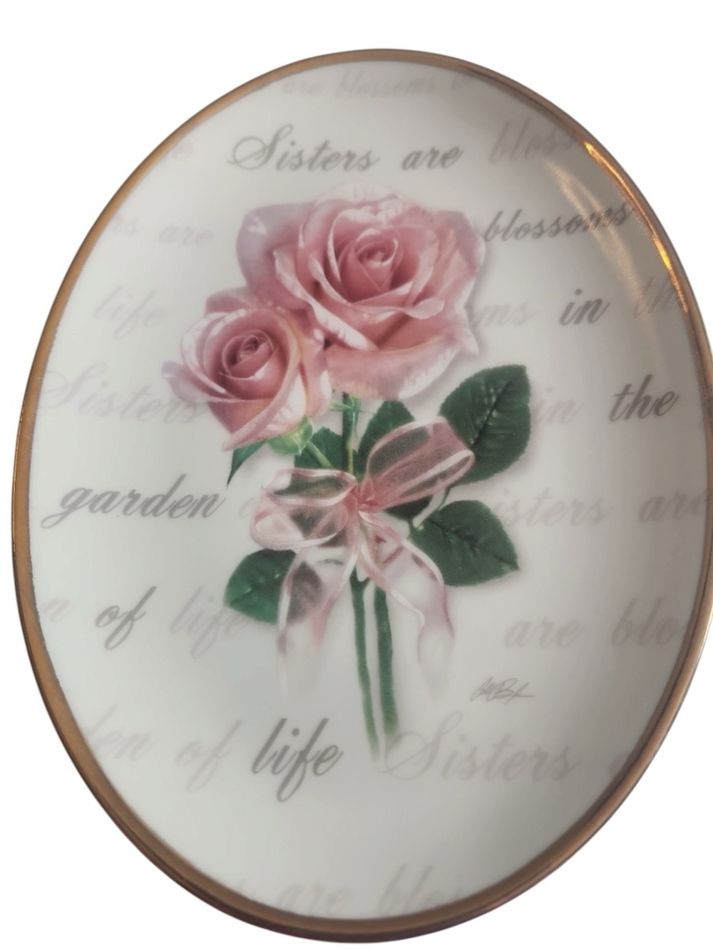The Bradford Exchange White Porcelain Oval Plate with Black Script